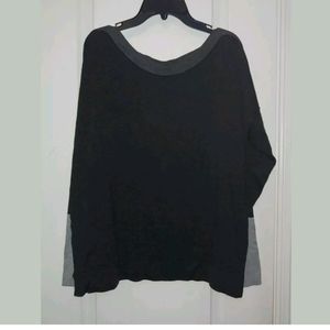 L Eileen Fisher Colorblock Gray Pullover Sweater